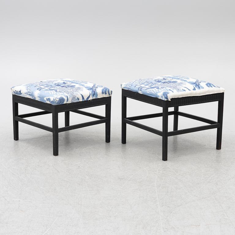 Two gustavian style stools, 20th century.