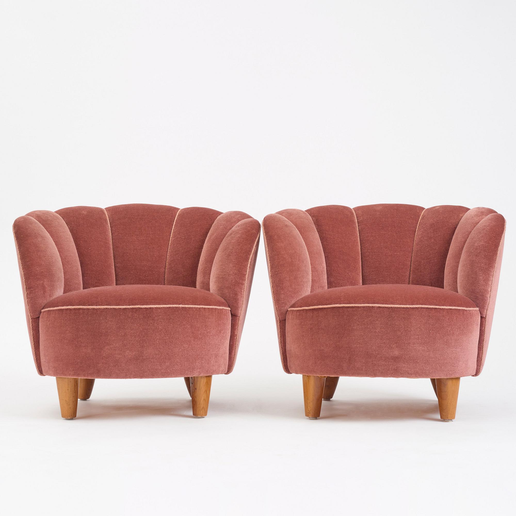 Otto Schulz, a pair of easy chairs, Boet, Gothenburg 1940s.