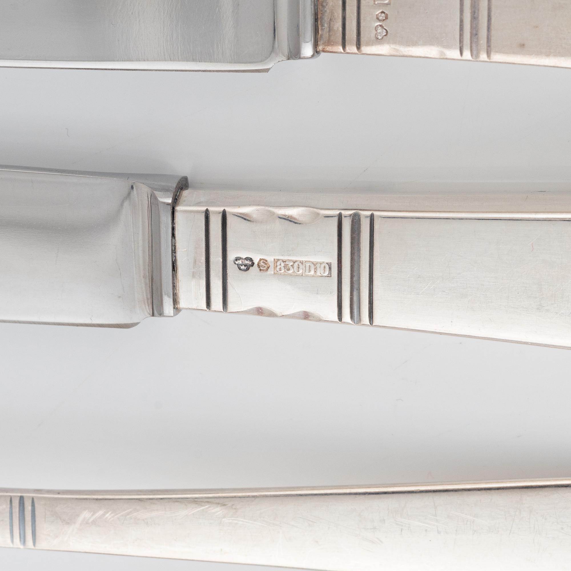 Jacob Ängman, a 49-piece silver cutlery set, 'Rosenholm', GAB, Eskilstuna, 1970-82.