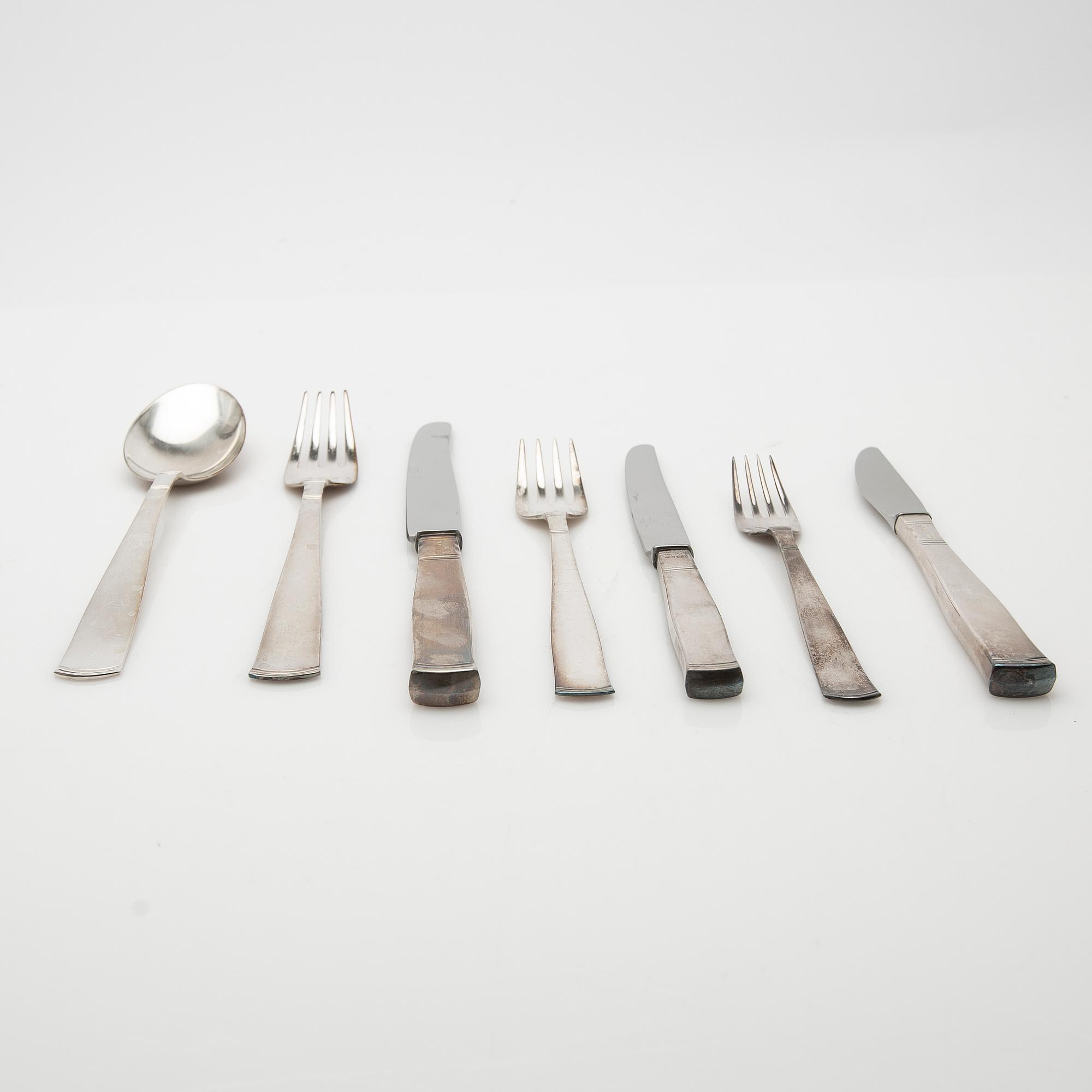 Jacob Ängman, Cutlery service, 85 pieces, "Rosenholm", CG Hallberg, Stockholm.