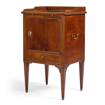 19. A late Gustavian mahogany-veneered chamberpot cupboard, circa 1800.