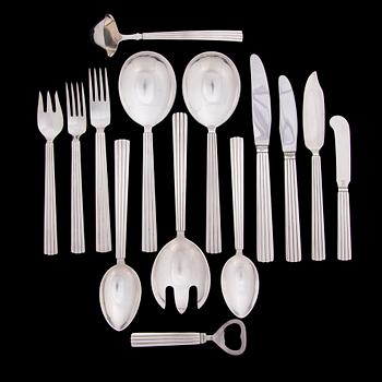 SIGVARD BERNADOTTE, A 106 PIECE SILVER 'Bernadotte' cutlery set for George Jensen Denmark 1945-1977.