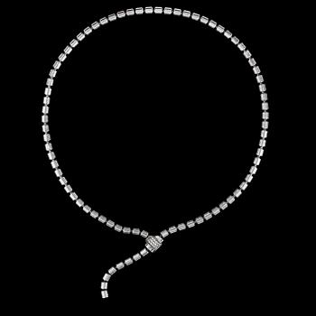 1365. A Piaget white gold and brilliant cut diamond necklace, tot. app. 0.20 ct.