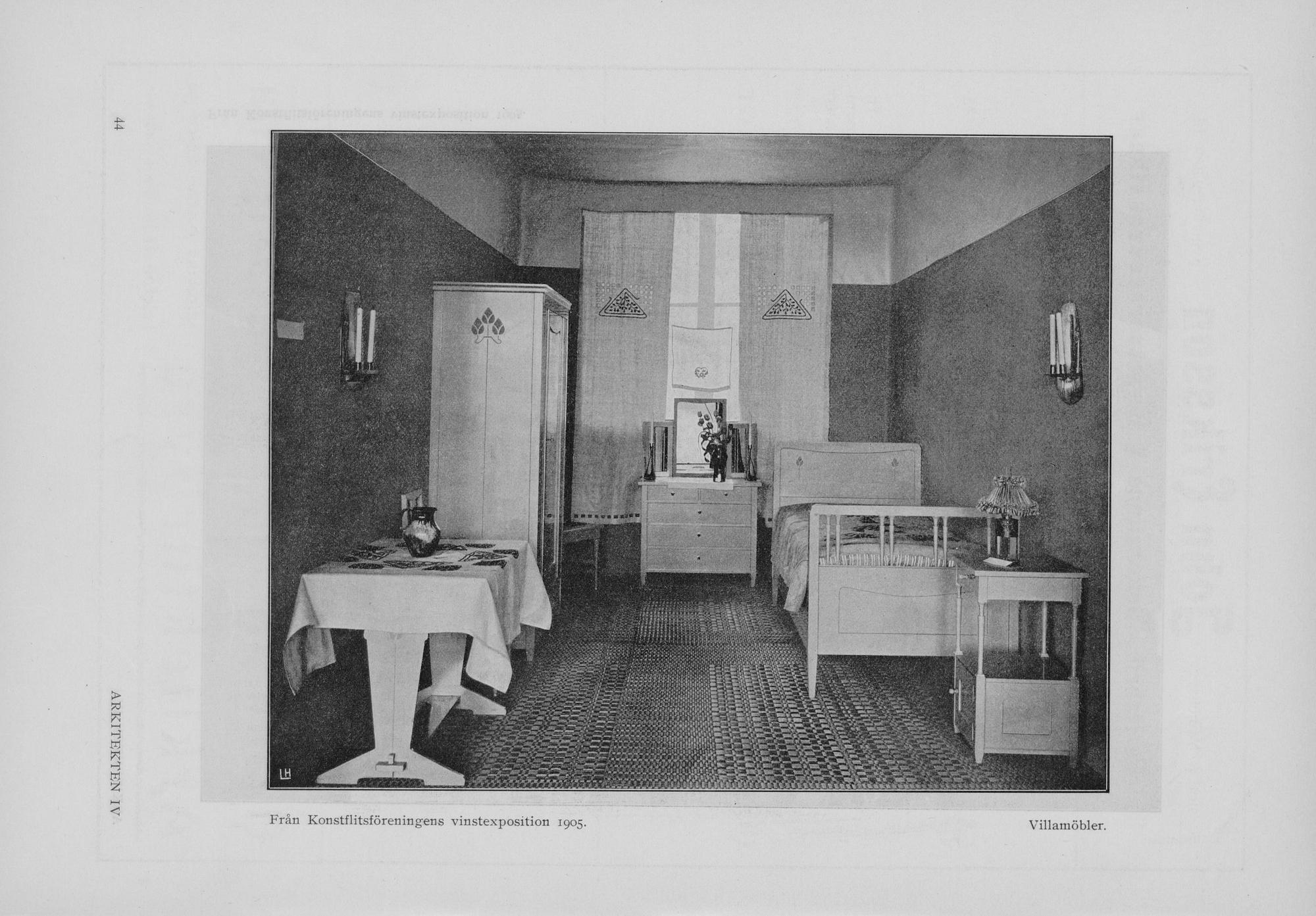 Louis Sparre, villamöblemang, 4 delar, för Oy Mobilia Ab. Omkring 1905.