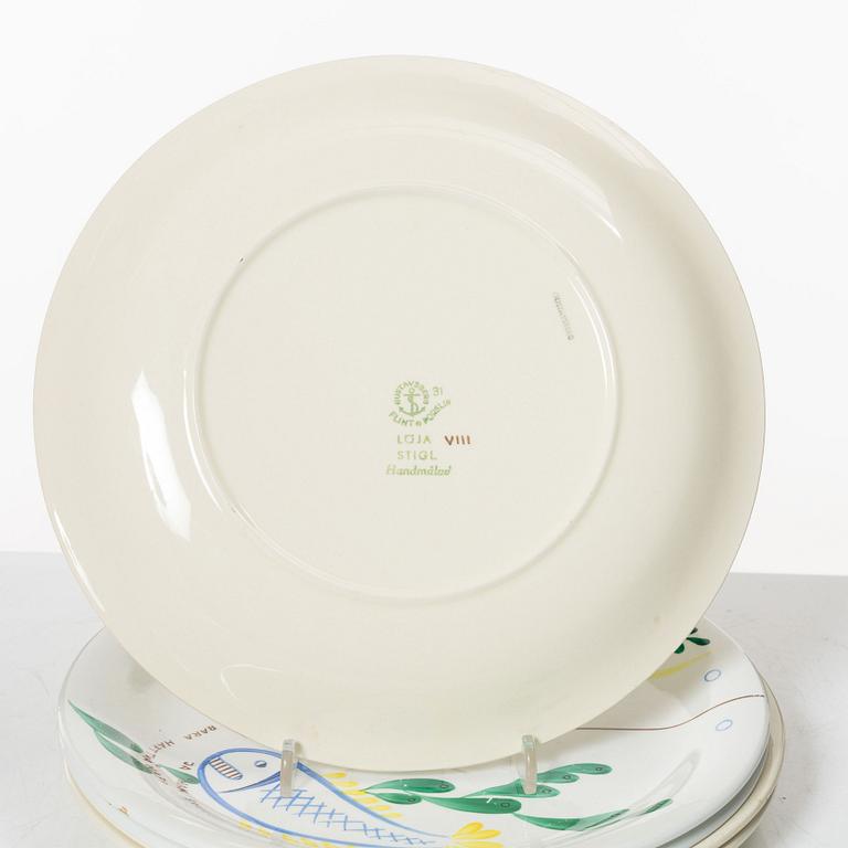 Stig Lindberg, five 'Löja' plates, Gustavsberg.