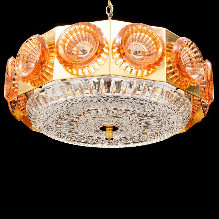 CARL FAGERLUND, troligen, taklampa, Orrefors, 1900-talets andra hälft.