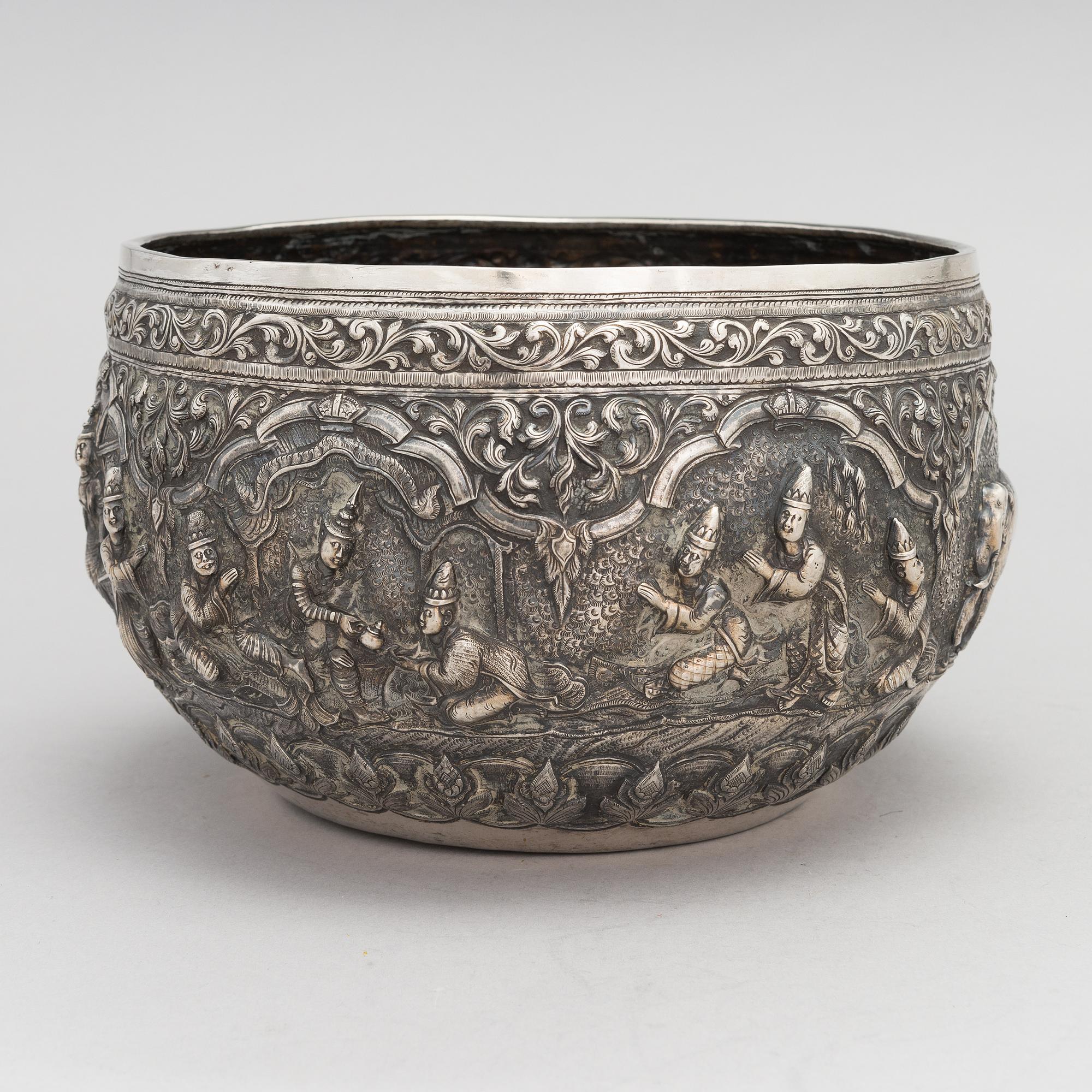 An early 20th-century silver bowl from Sri Lanka/ India.