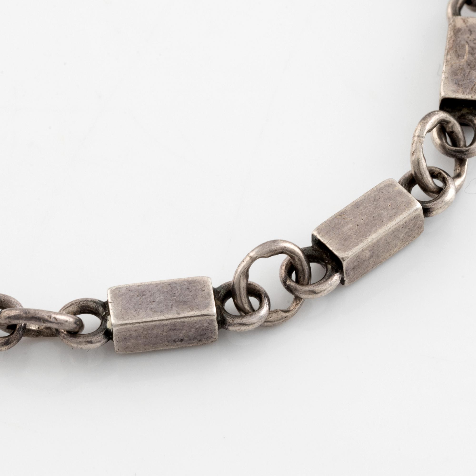 Wiwen Nilsson, Silver necklace and bracelet, Lund 1959 and 1965.