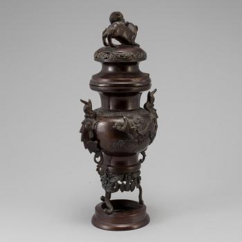 A Japanese bronze vase and cover, Meiji, late 19th century.