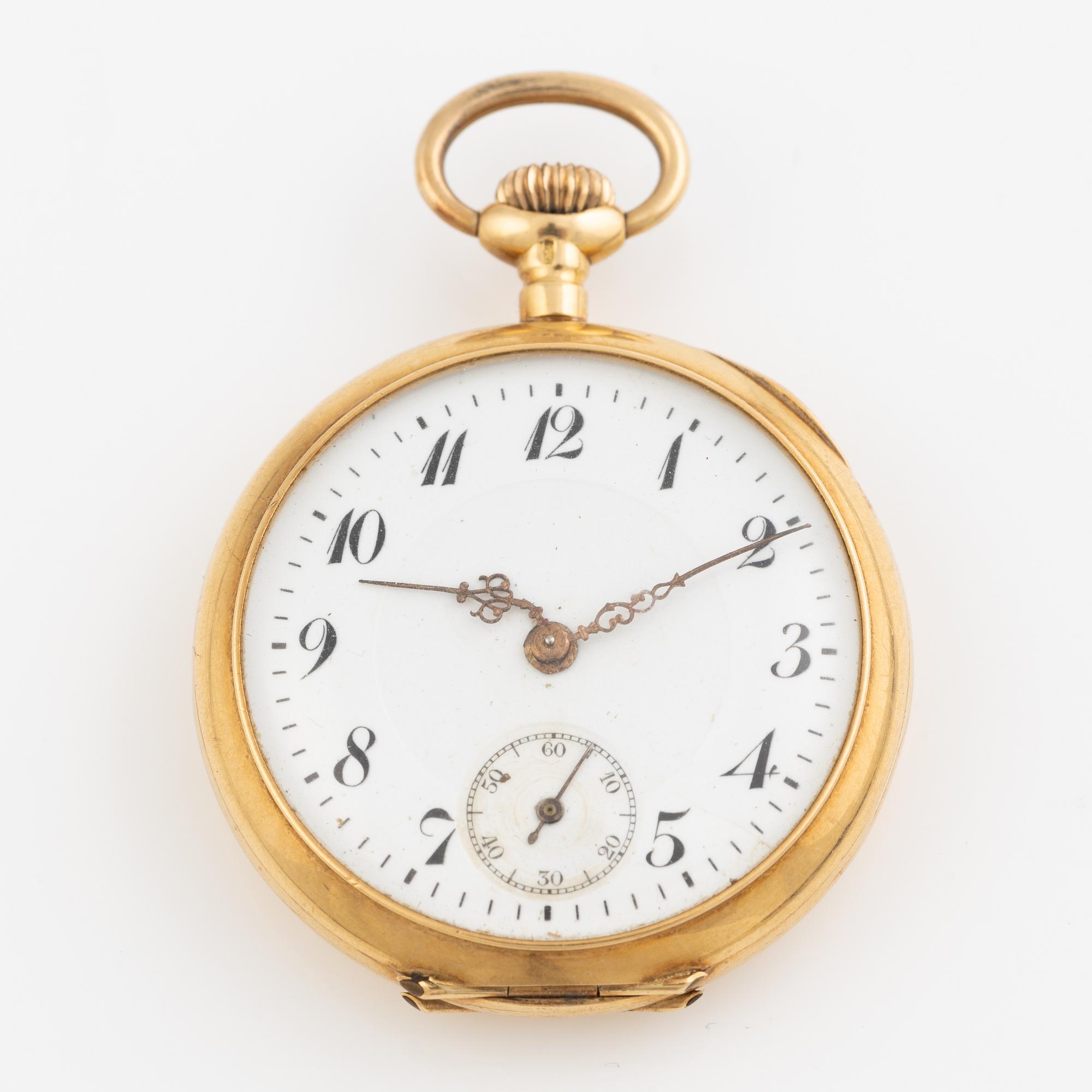 Pocket watch, 18K gold, 33 mm.
