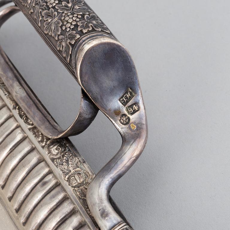 A russian silver tray, mark of Johan Henricson, St Petersburg 1835.