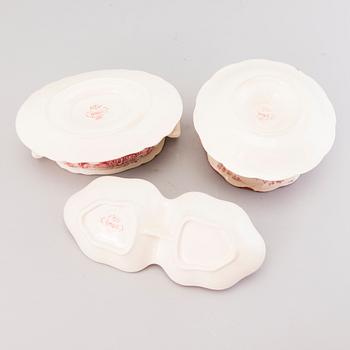 MATSERVIS, 157 delar, flintgods, "Bengali, röd", Rörstrand, 1940-tal.