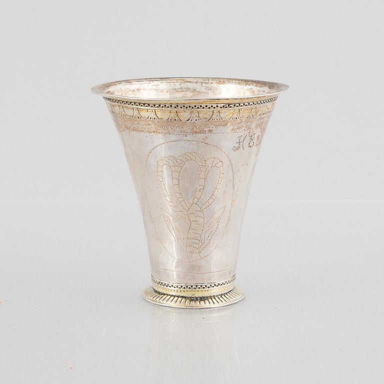 A Swedish parcel-gilt silver beaker, mark of Nils Grubb, Hudiksvall 1761.