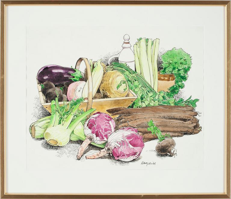 MARGUERITE WALFRIDSSON, akvarell. Sign.