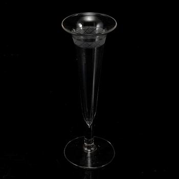 A group of six champagne glasses, circa 1800.