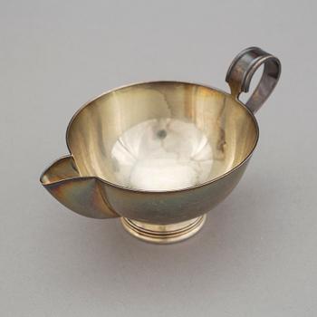 SOCKERSKÅL, GRÄDDSNIPA OCH BRICKA, silver, Flavia, Sverige, 1949-1973. Vikt ca 390 gram.