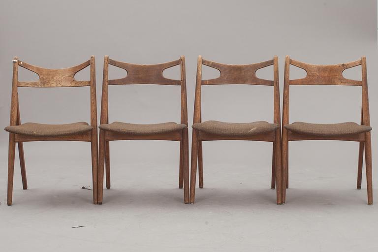 STOLAR, 4 st, "CH29"/"Savbukkestolen", Hans J Wegner.