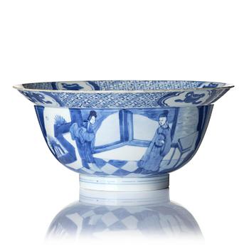 1347. A blue and white 'figural' bowl, Qing dynasty, Kangxi (1662-1722).