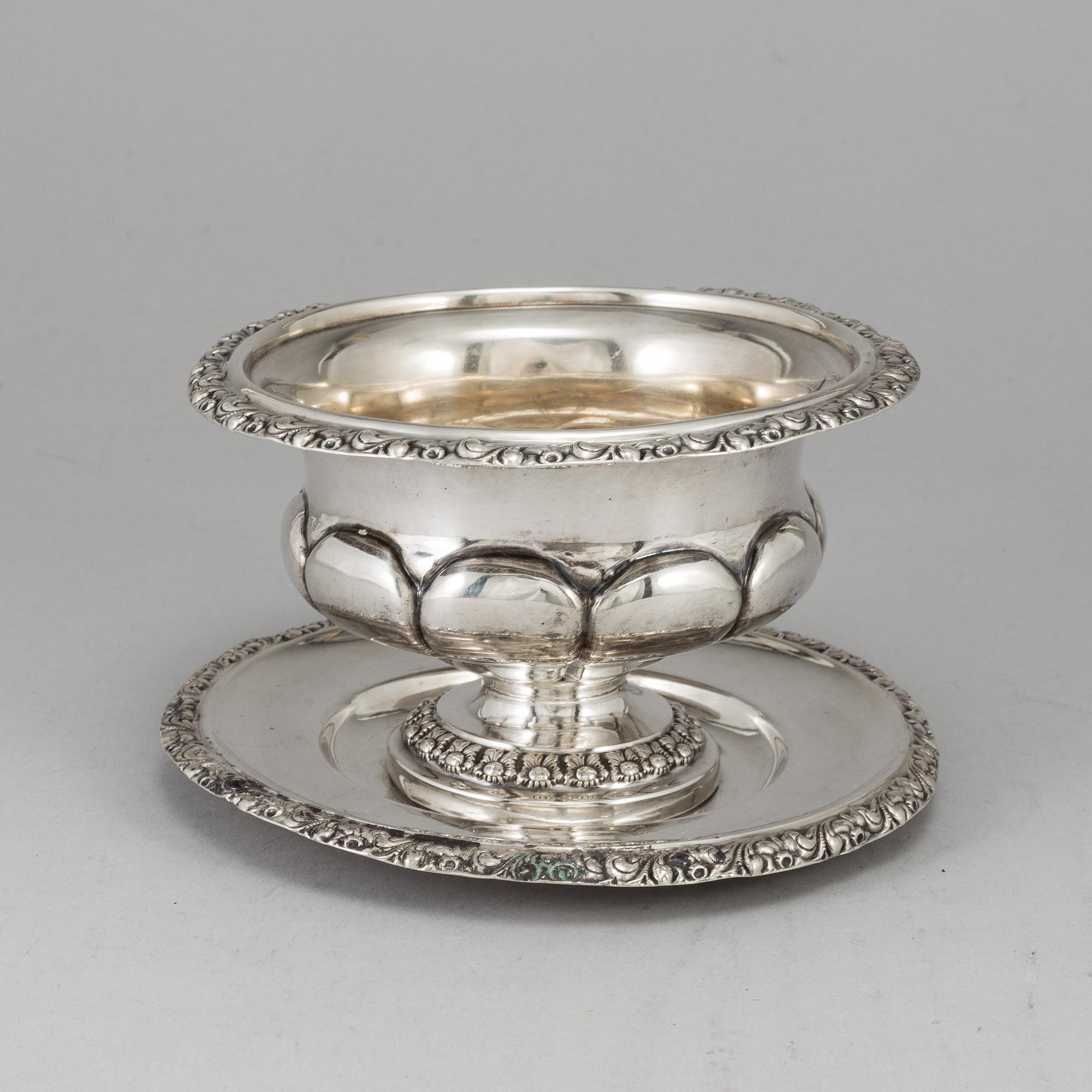 A silver sauce bowl by Carl Nyström Stockholm 1844.