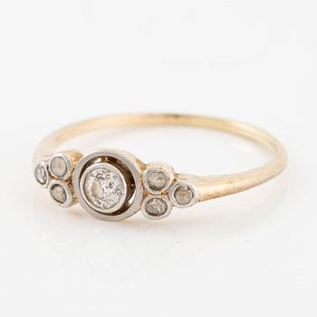 Ring, 14K gold with old-cut and rose-cut diamonds.