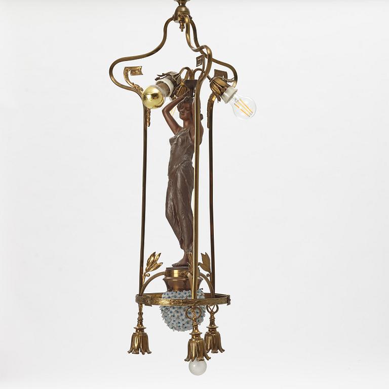 An Art Nouveau ceiling lamp, France, around 1900.