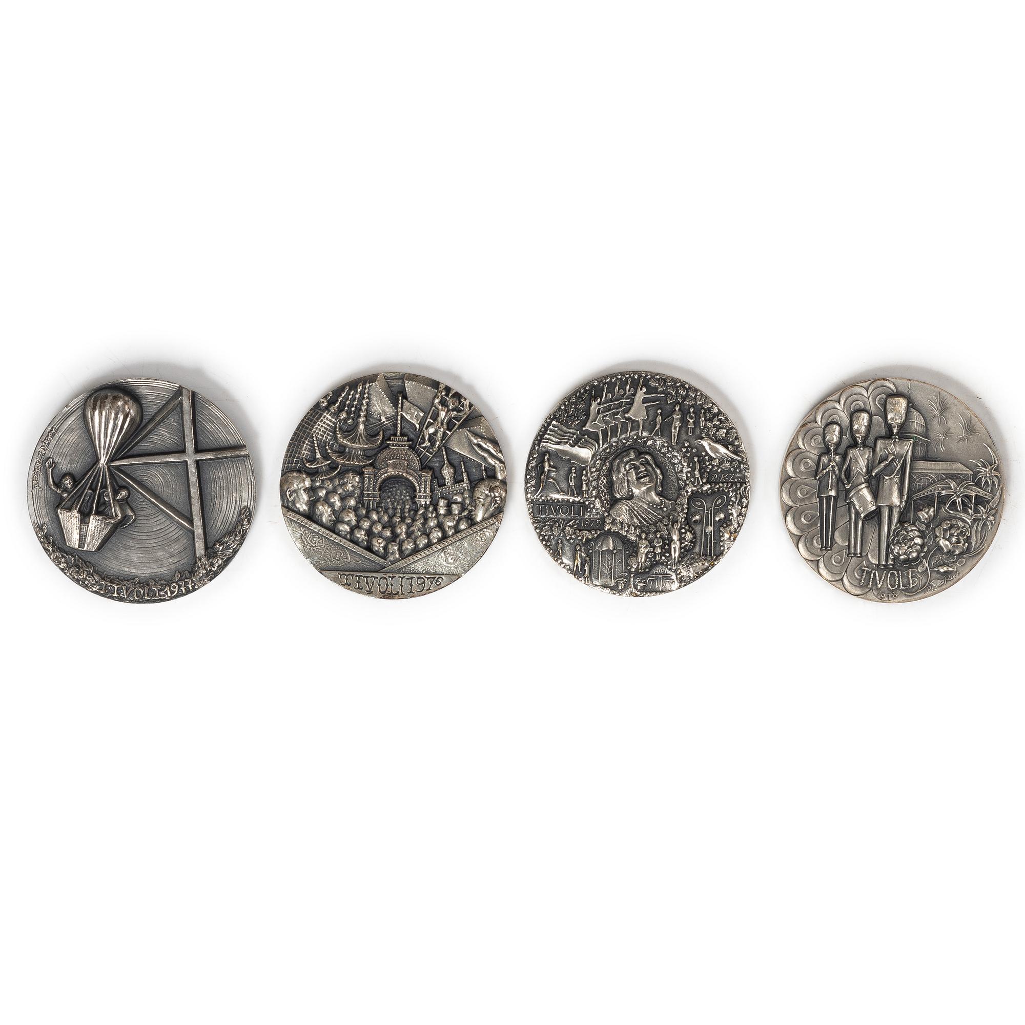 Tivolimedaljen, 4 st, Sterling silver, Anders Nyborg, 1976-1979. Danmark.