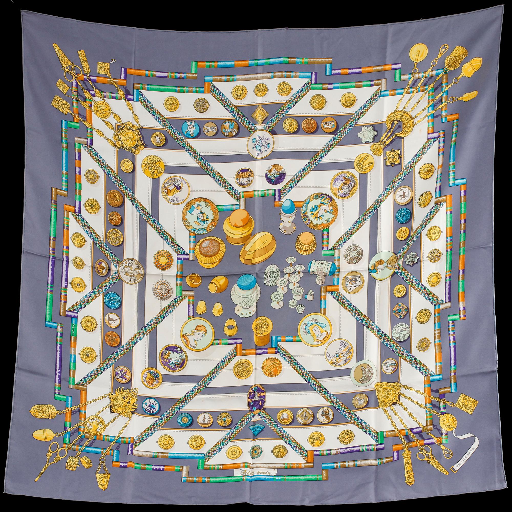 SCARF, siden, "Petite Main", design Caty Latham, Hermès, Paris, 1900-talets andra hälft.