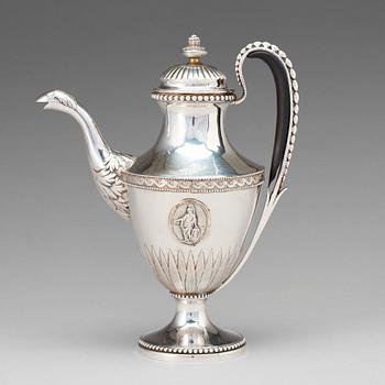 Johan Fredrik Wildt, kaffekanna, silver, Stockholm 1790, gustaviansk.