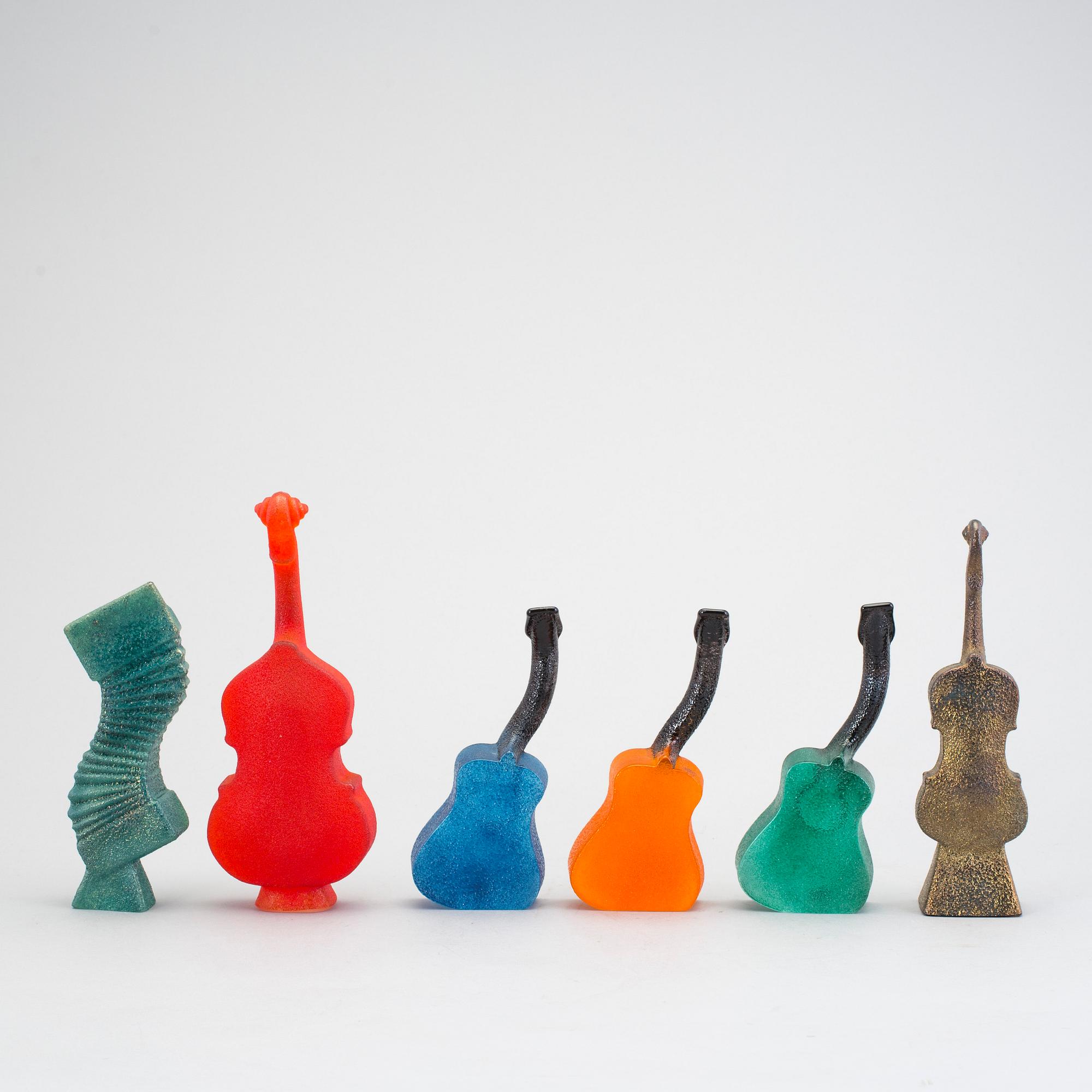 KJELL ENGMAN, 6 glass sculptures "The Band", Kosta Boda.