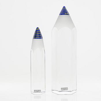 Kjell Engman, two glass sculptures, Kosta Boda.