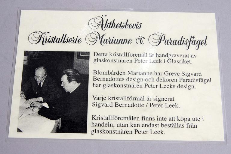 POKAL, glas, Sigvard Bernadotte, Peter Leek, sign o numr 9/10.