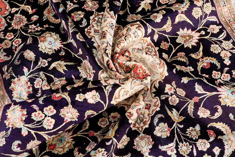 A CARPET, Figural silk Qum, signerad, 300 x 196 cm.