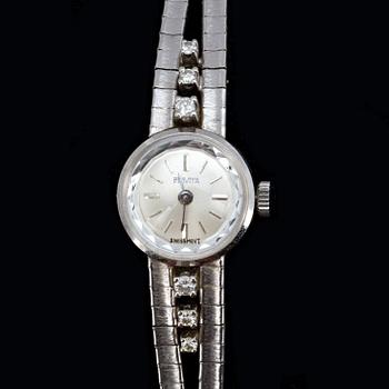 DAMARMBANDUR, 14 k vitguld med briljantslipade diamanter ca 0,20 ct, Provita. Vikt ca 18 g.