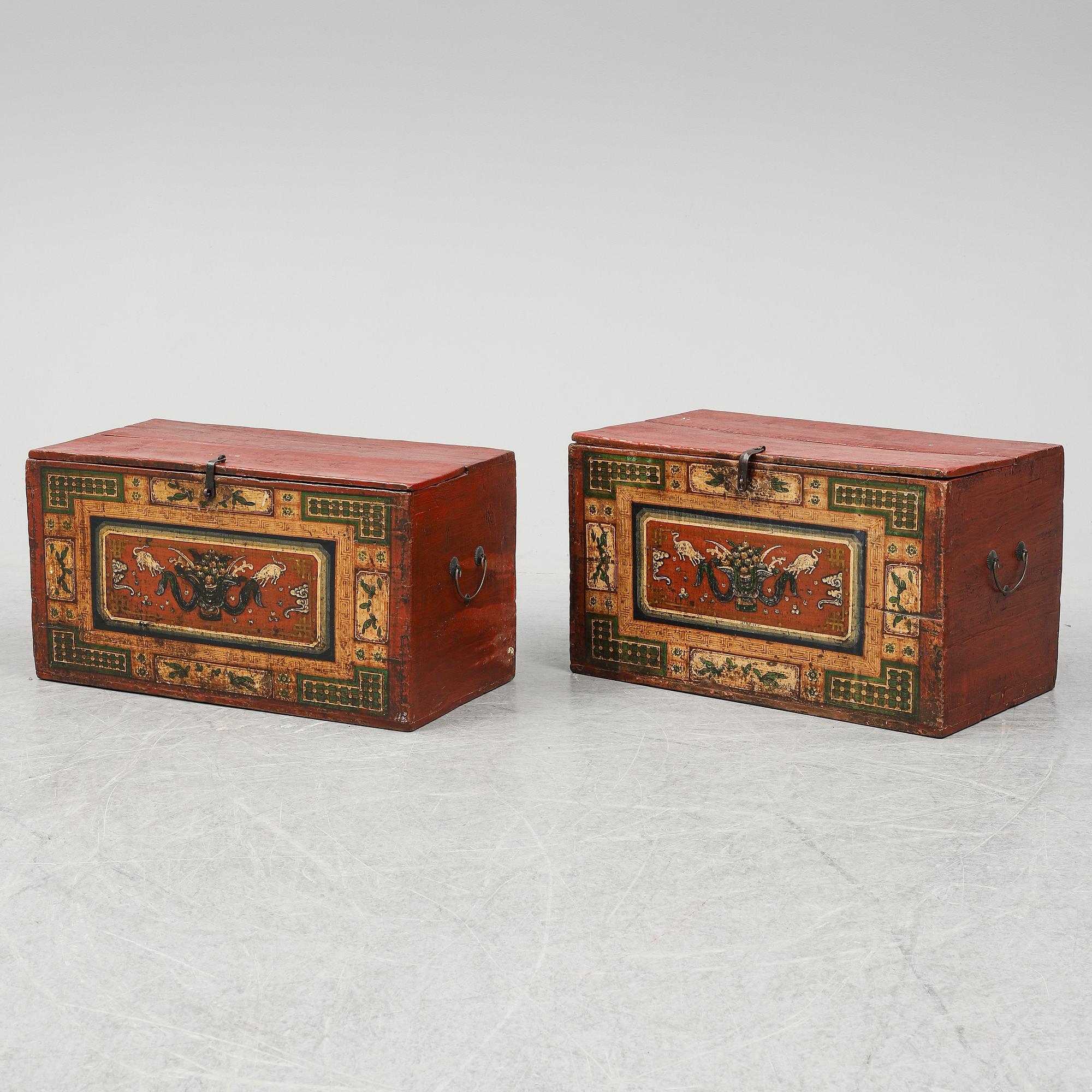 Two Chinese wooden cabinets, 20th century.
