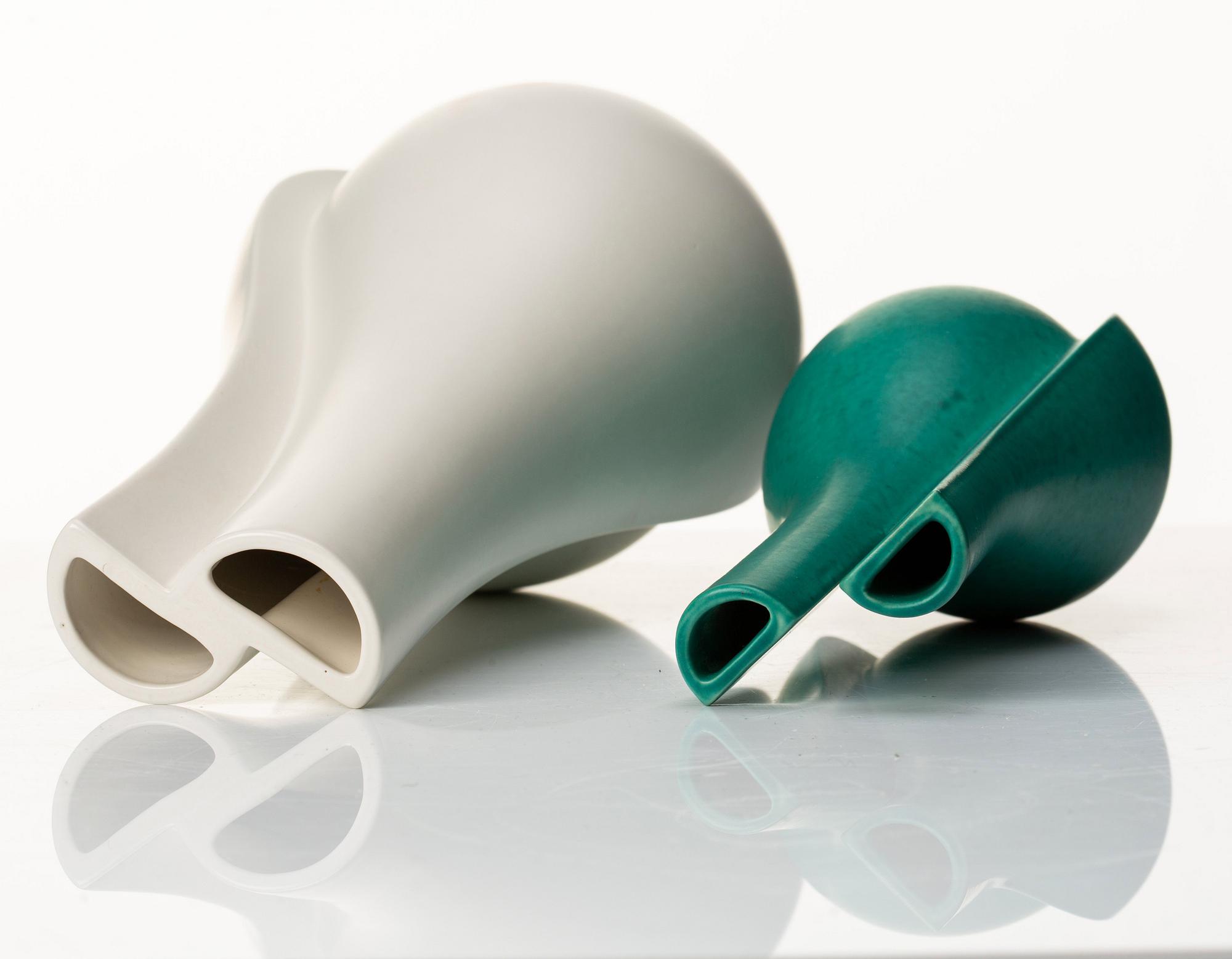 Wilhelm Kåge, two "Surrea" stoneware vases, Gustavsberg studio, Sweden.