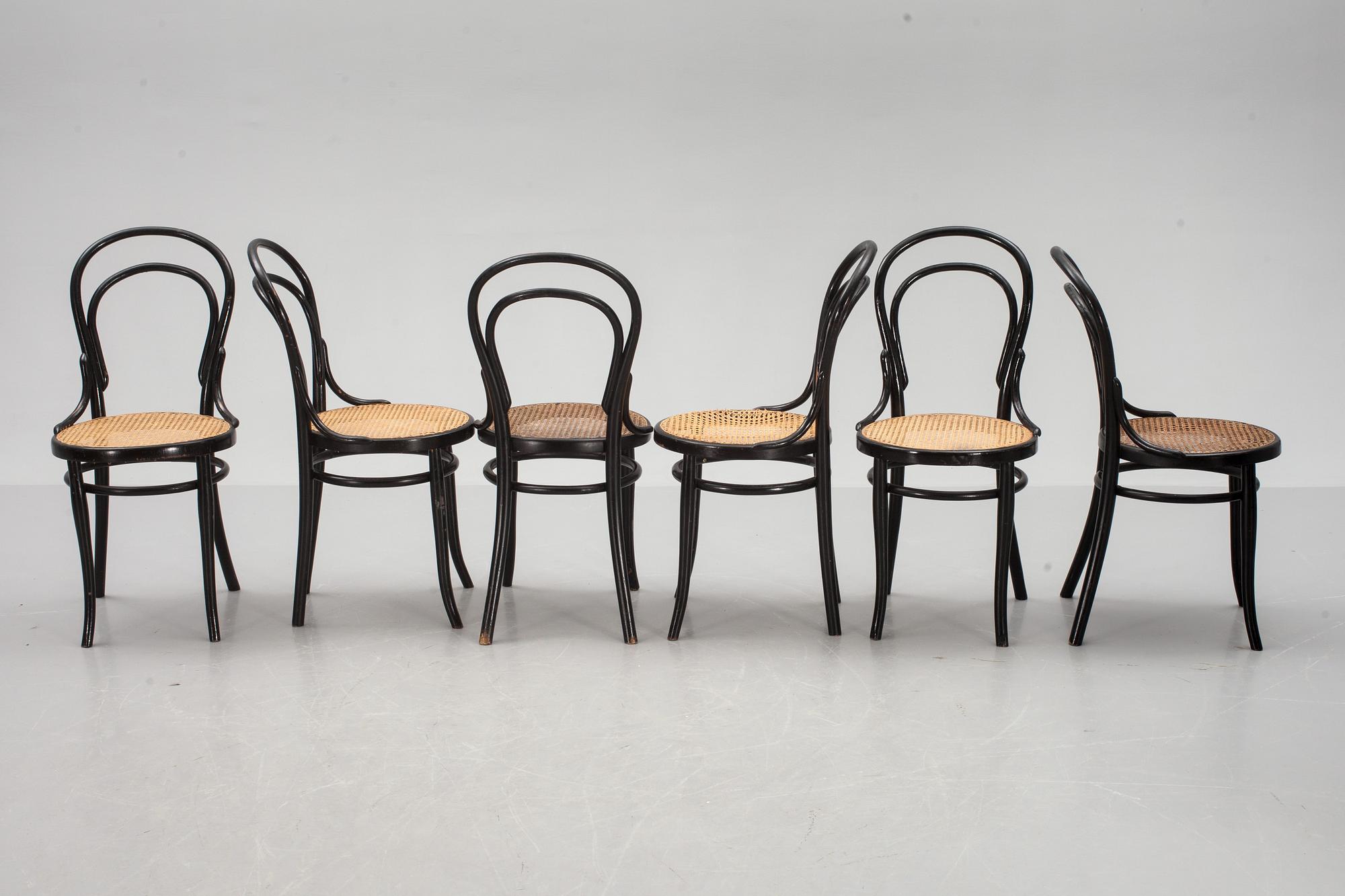 STOLAR, 6 st, bl a Thonet, 1900-talets första hälft.