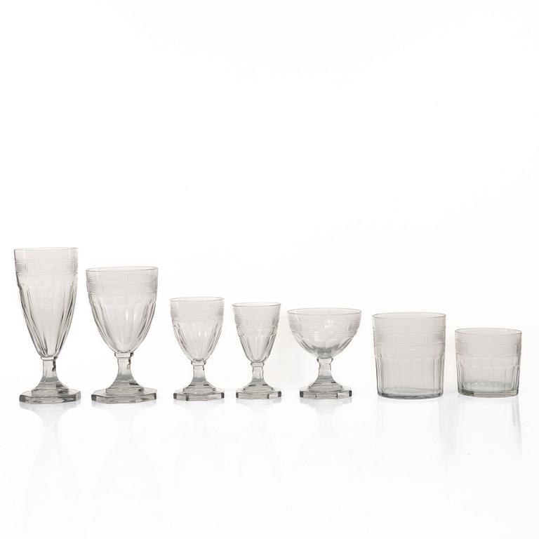 Gerda Strömberg, glasservis, 116 delar, "Hörningsholm", Strömbergshyttan.