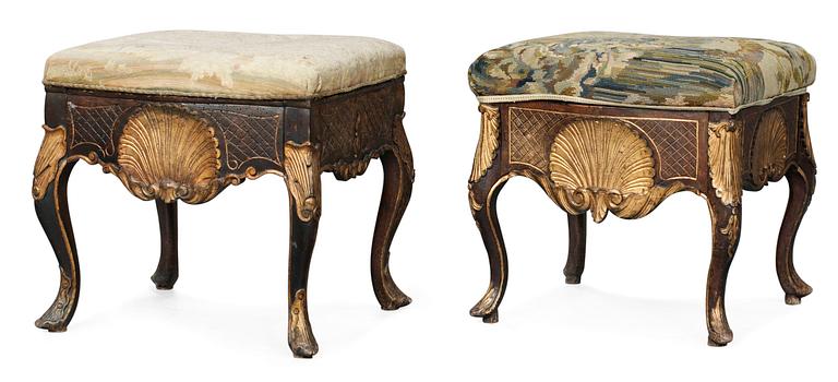 Two Danish 18th century stools.