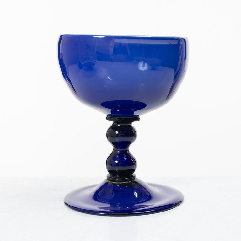 Four blue glass objects, Norway/ gothenburg's glasworks, early 19th century.