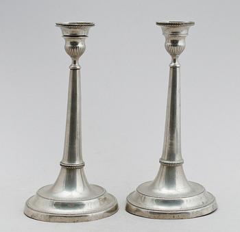 LJUSSTAKAR, 1 par, tenn, Johannes Malmström, Landskrona 1811.