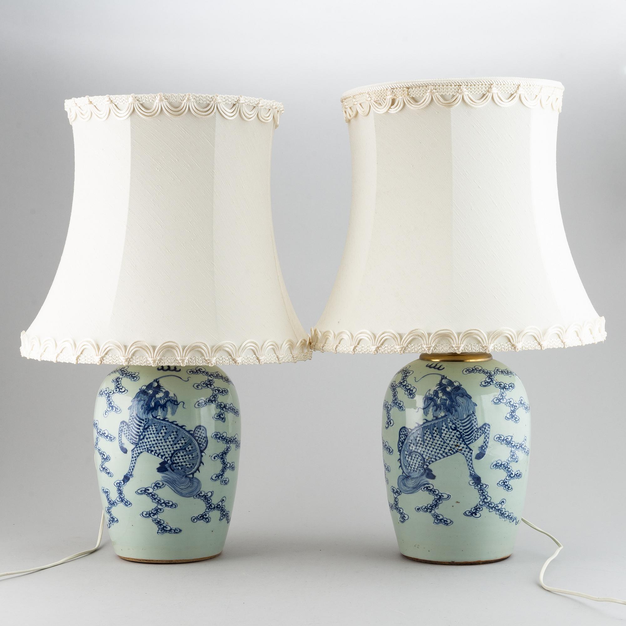 A pair table lamps/vases, late Qing/early 20th Century.