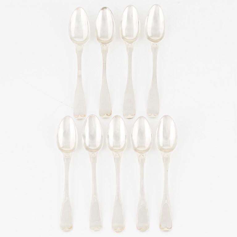 Nine silver tea spoons, Carl Magnus Ryberg, Stockholm, 1806.