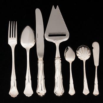 BESTICKUPPSÄTTNING i SCHATULL, 39 delar, silver, "Chippendale", Suomen Hopeateollisuus, 2000-tal.