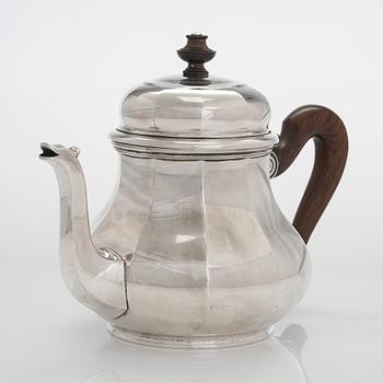 A French silver teapot, mark of Emile Puiforcat, Paris.