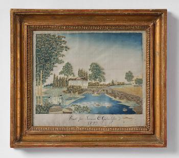 Ram med silkesbrodyr, Sverige, tidigt 1800-tal, Empire.