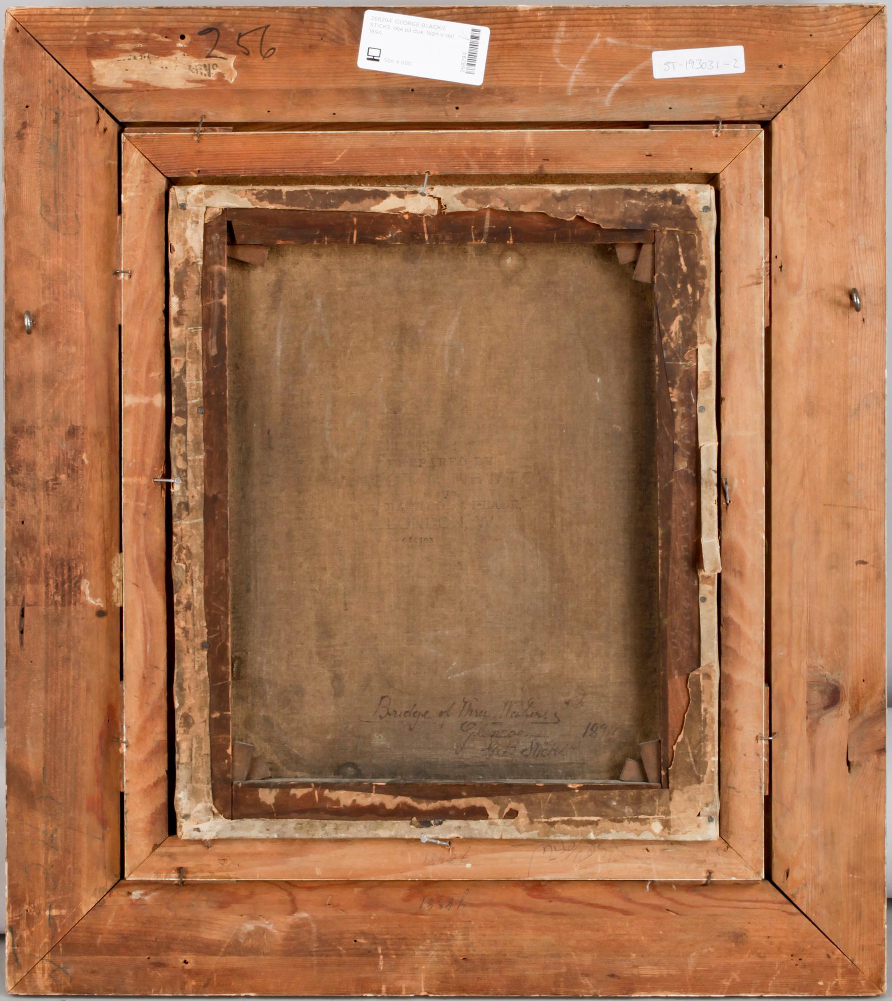 GEORGE BLACKIE STICKS, olja på duk. Sign o dat 1894.