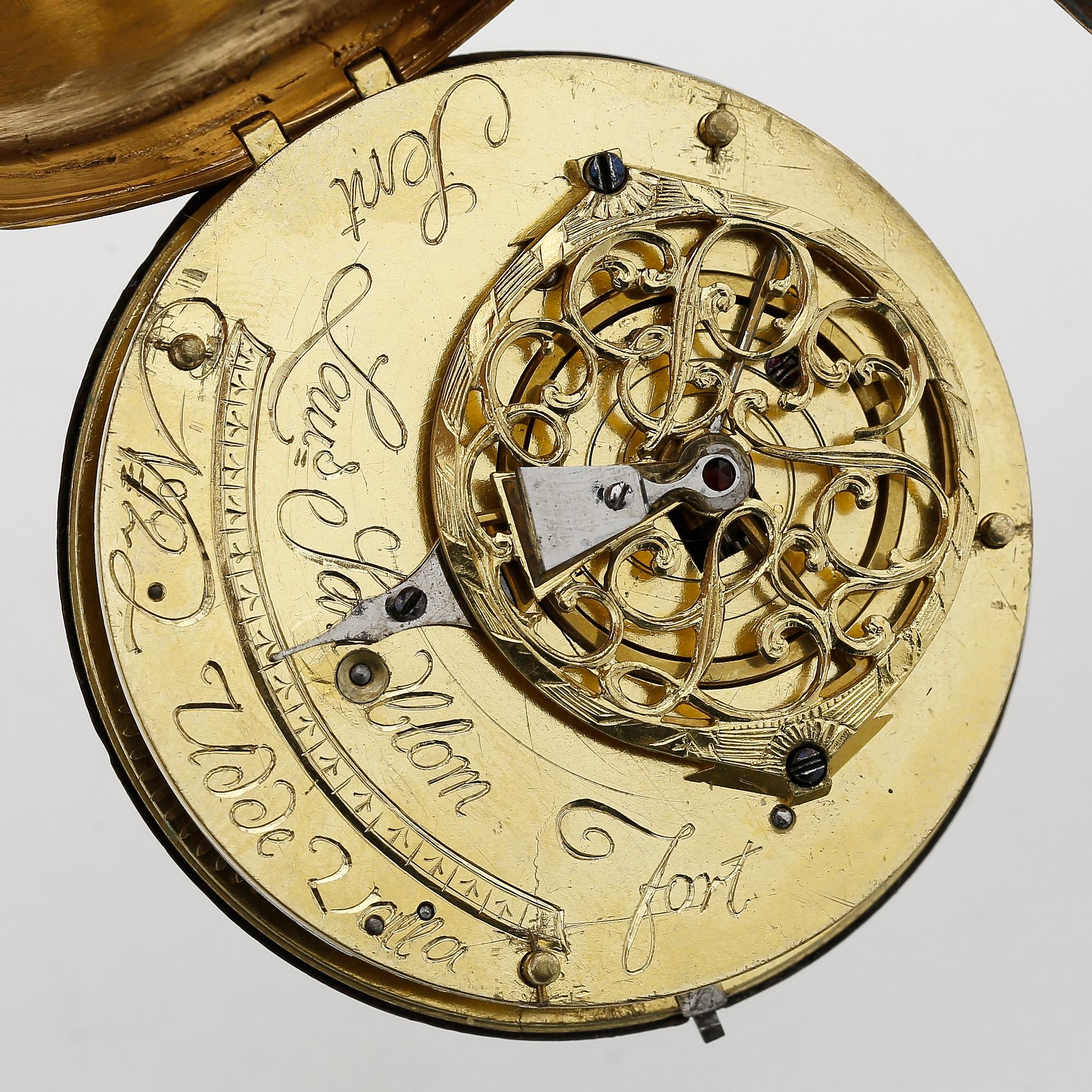 HERRFICKUR, förgyllt silver, Lars Sandblom, Uddevalla sannolikt 1790. Vikt ca 134 gram.