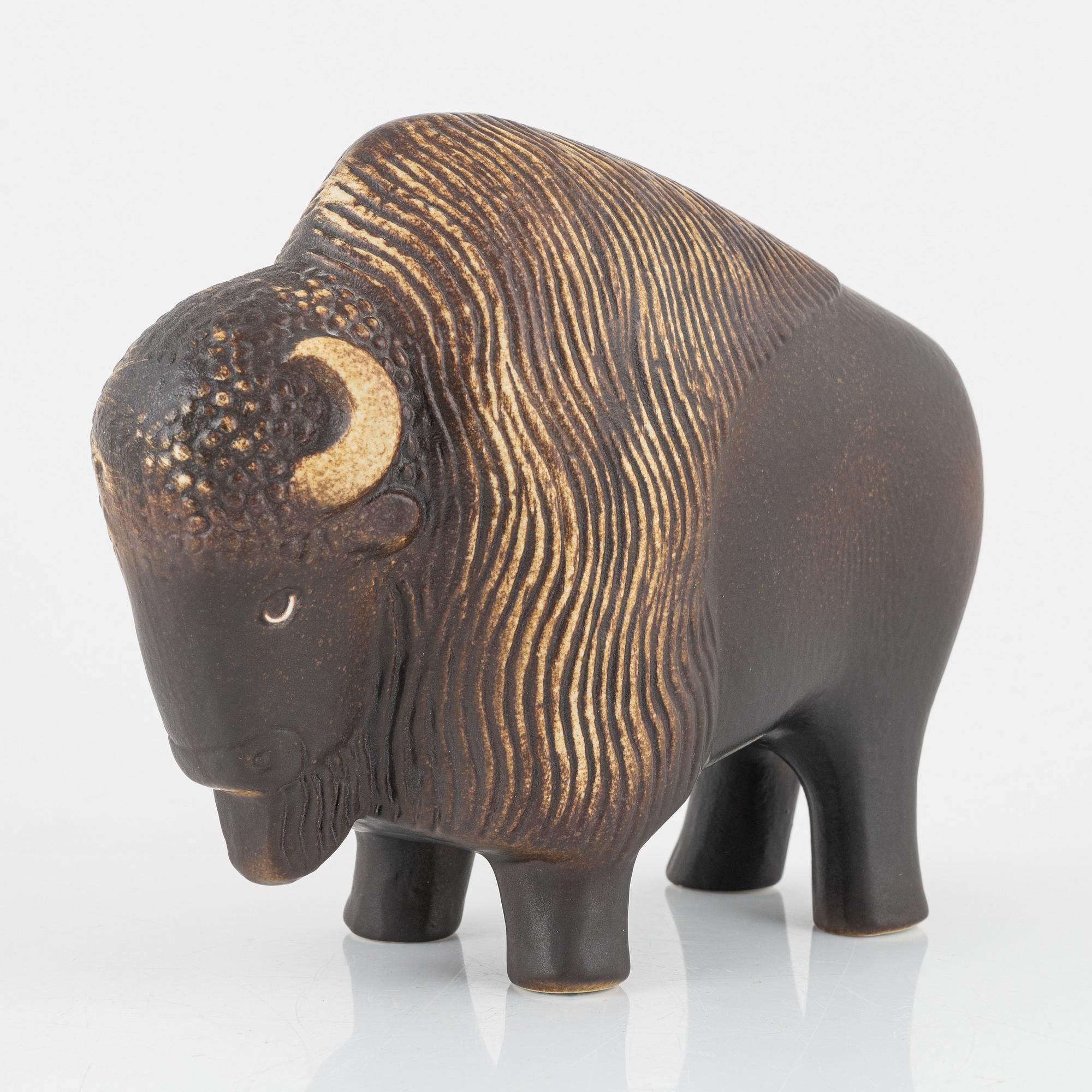 Lisa Larson, "Visent", figurin, stengods, Gustavsberg.