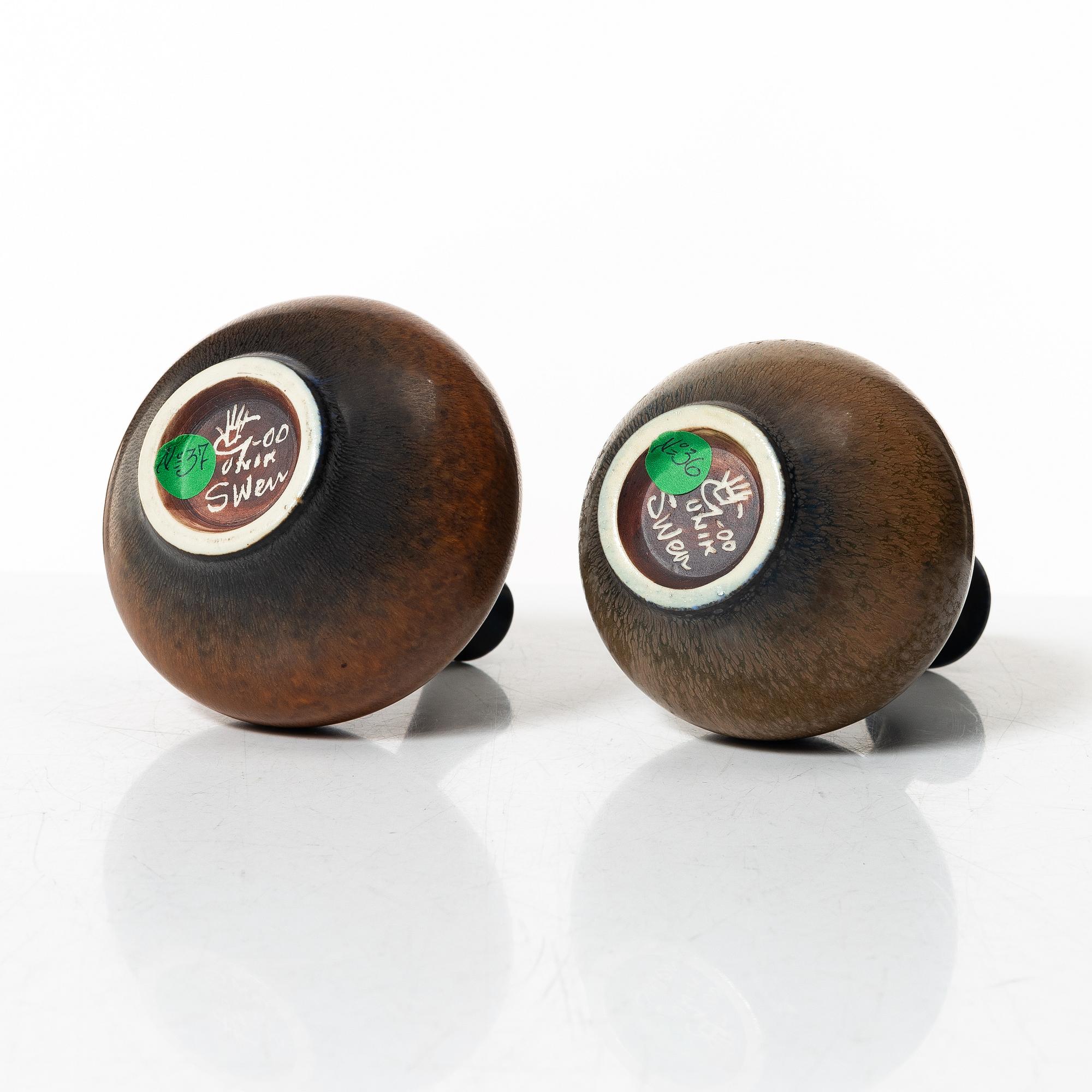 Sven Wejsfelt, two unique stoneware vases, Gustavsberg Studio 2000.