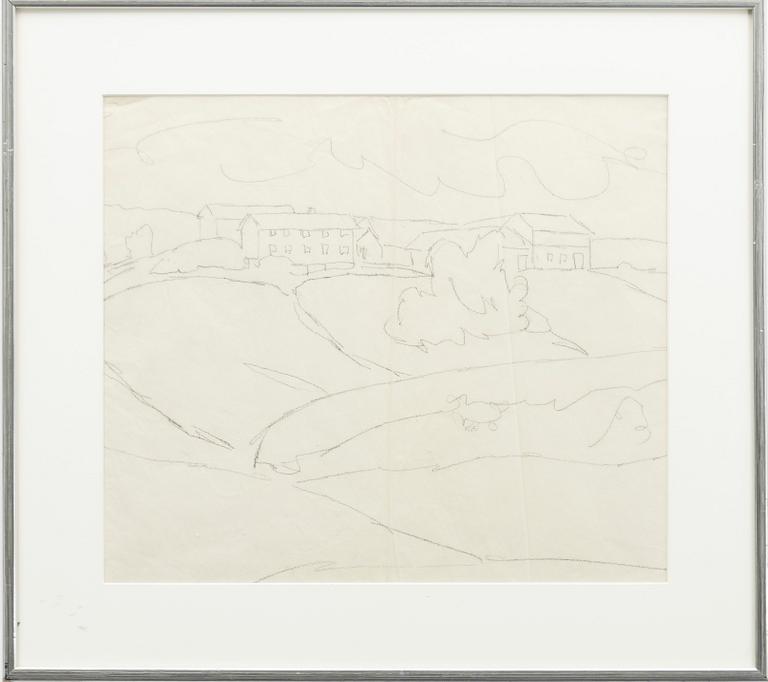 Wilhelm Kåge, Docked ship, as well as a landscape with houses.